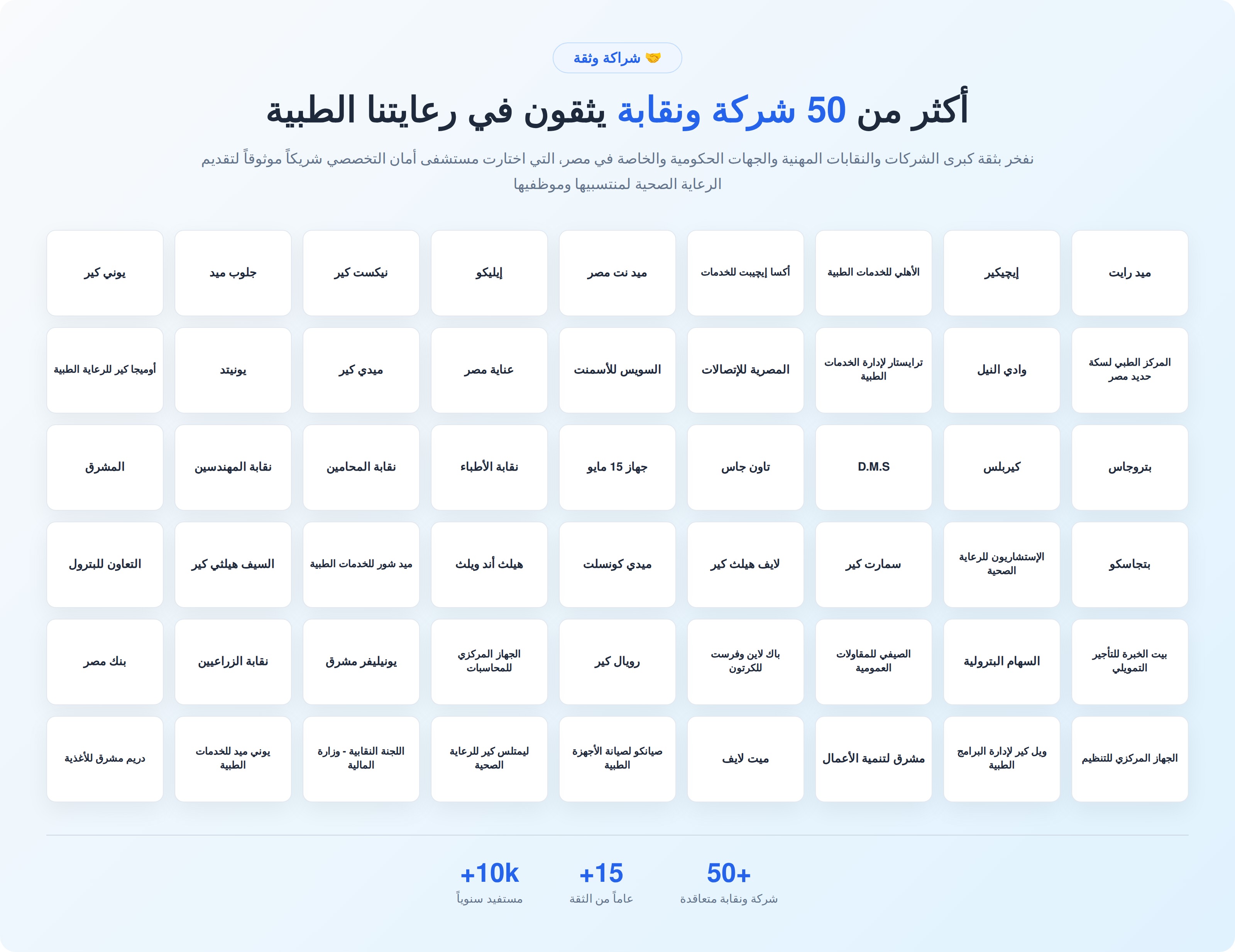 أكثر من 50 شركة ونقابة تثق في مستشفى أمان التخصصي